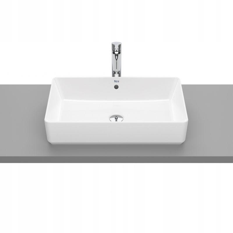 Umywalka nablatowa GAP 60x37cm Prostokątna, b/otw., z/przel. Biały ROCA