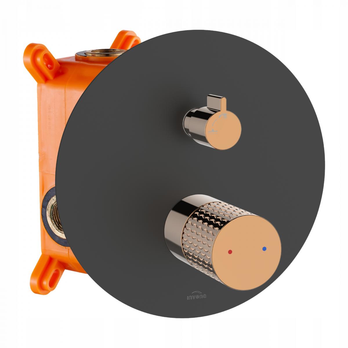 INVENA ZESTAW PODTYNK Z BATERIĄ PODT 2F MOONLIGHT TREND CZARNY/ROSE GO