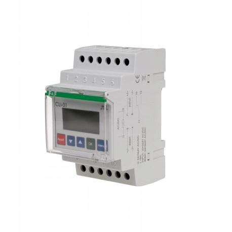 F&F Licznik impulsów CLI-01, zasilanie 24-264V AC/DC, 3 moduły