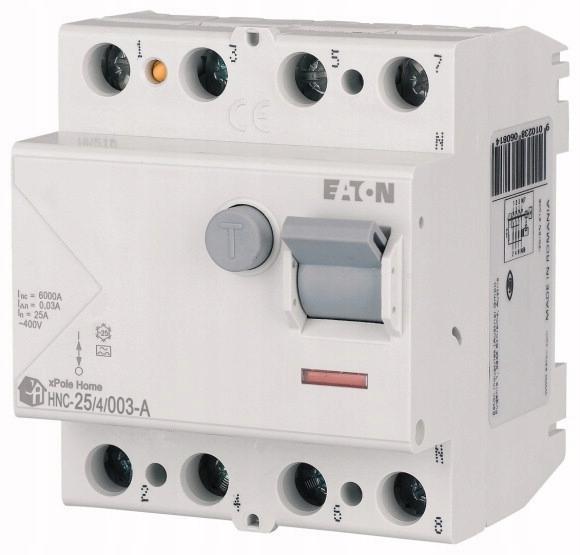 EATON Wyłącznik różnicowoprądowy 6kA typ A HNC-25/4/003-A