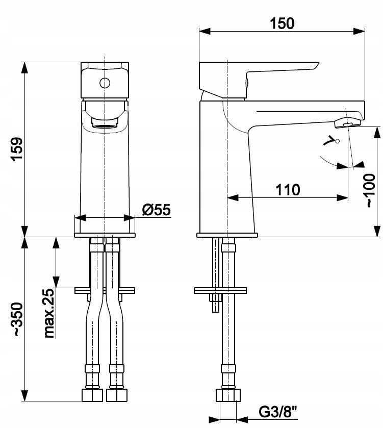 Bateria umywalkowa stojąca ARMATURA KRAKÓW SELEN chrom z obrotową wylewką