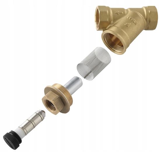 Filtr skośny siatkowy z magnesem, nakrętno-nakrętny, DN20, G3/4