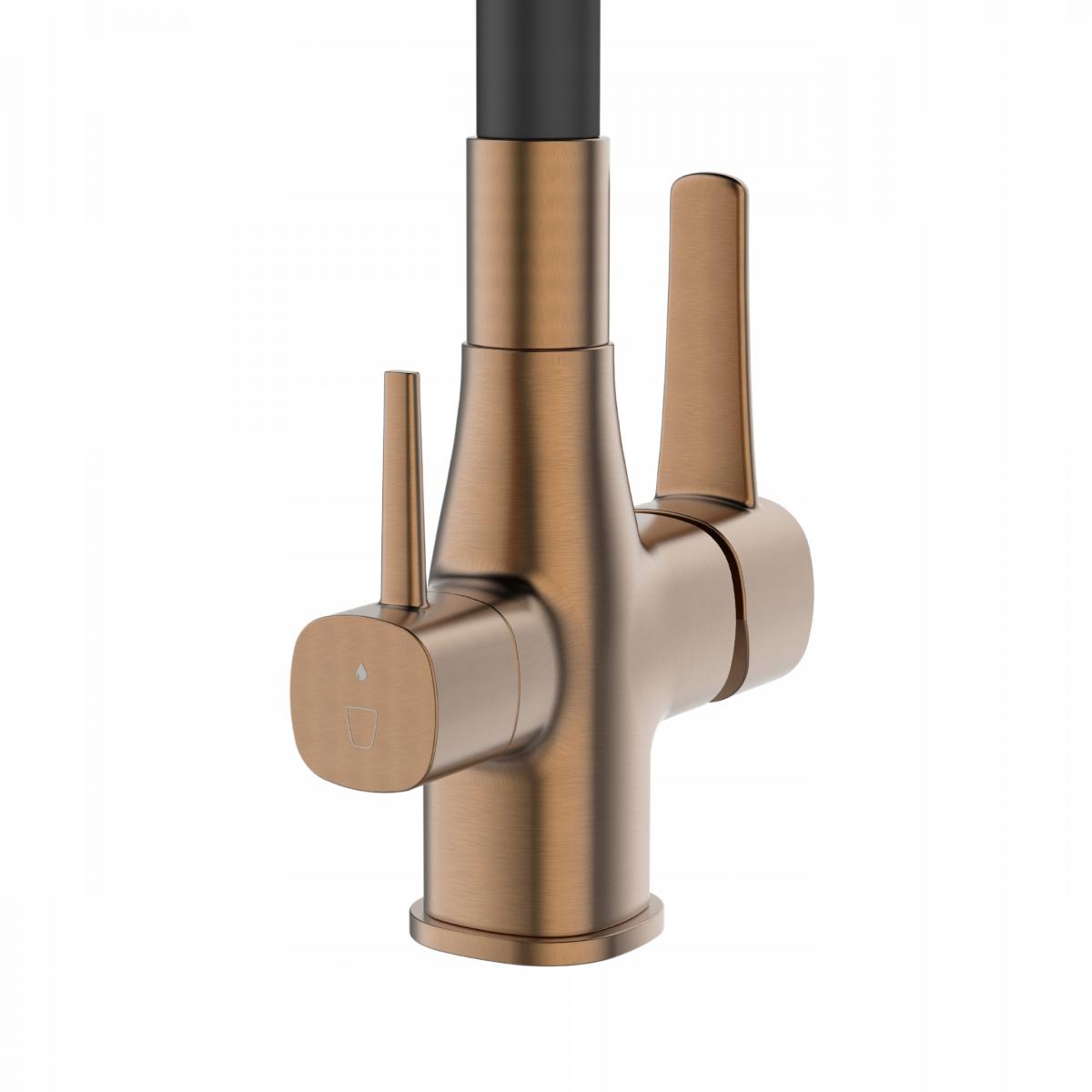 INVENA BATERIA ZLEWOZMYWAKOWA Z FILTREM GLAMOUR TREND, MIEDŹ / CZARNA