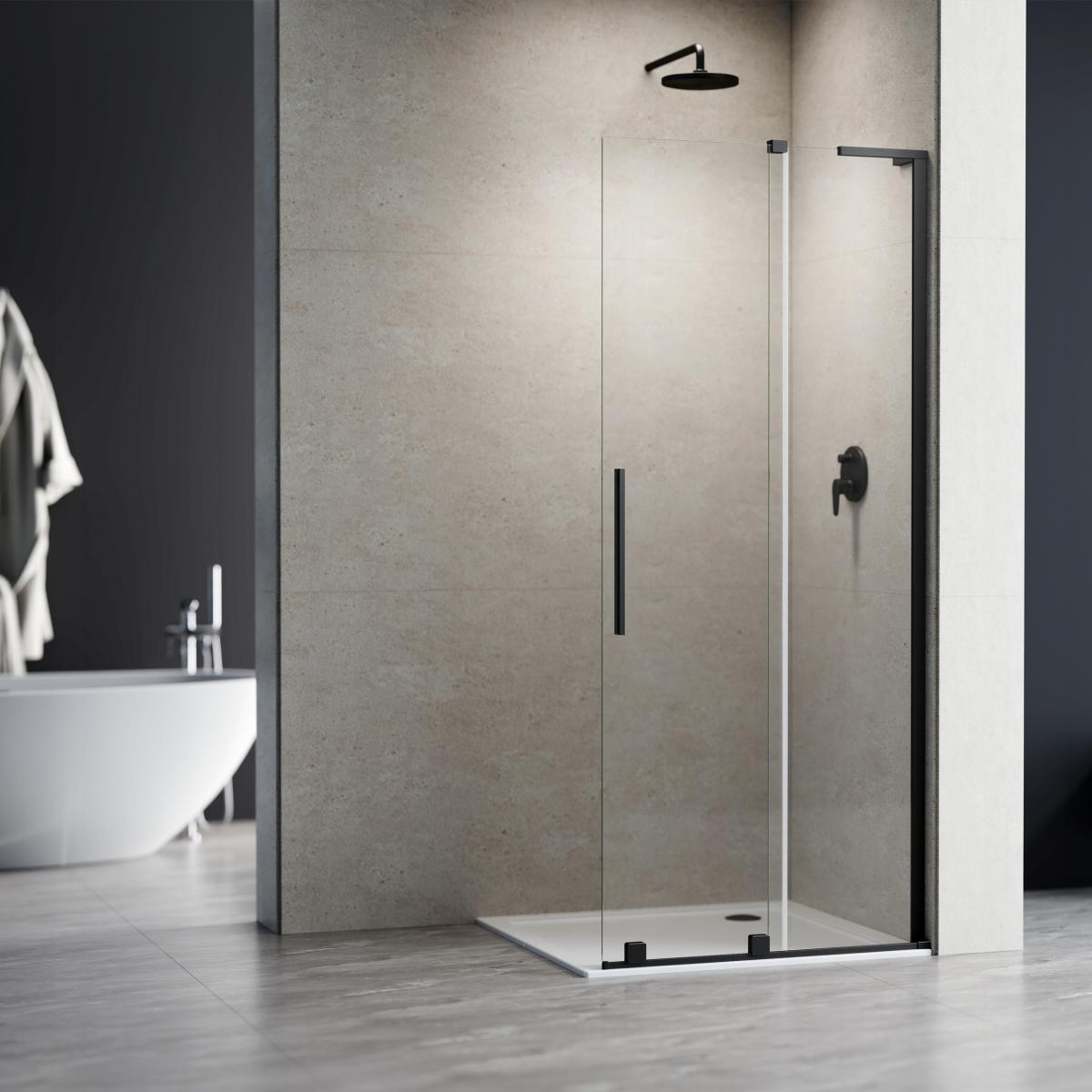 KABINA WALK-IN PRZESUWNA 120 CM, TRANSP 8 MM, CZARNY