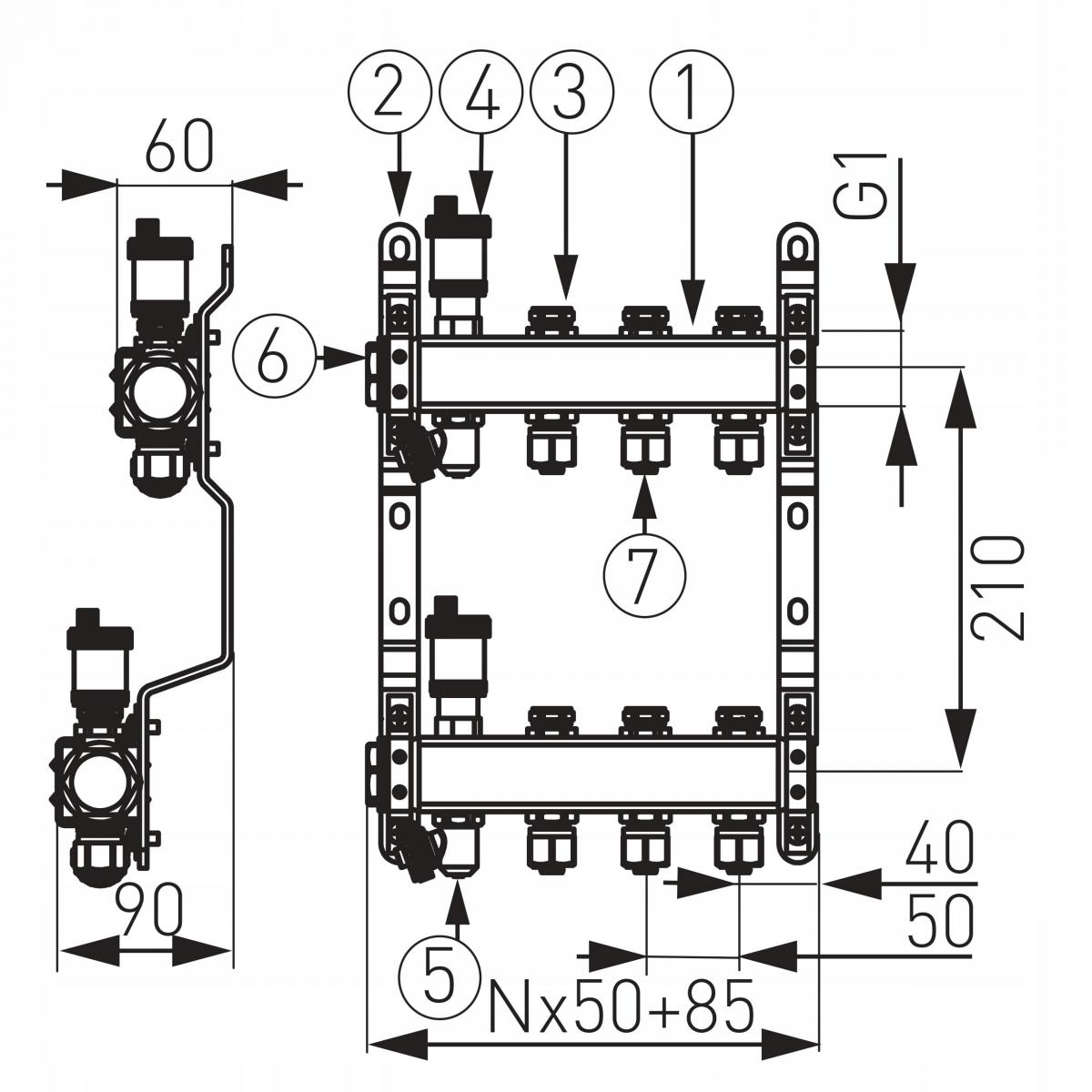 Rozdzielacz 11-ob FERRO RED INOX STANDARD PEX