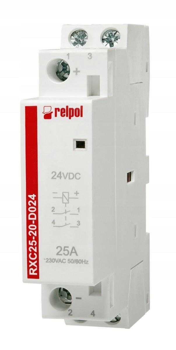 RELPOL Stycznik instalacyjny 2NO, 25A, 24 V DC RXC25-20-D024