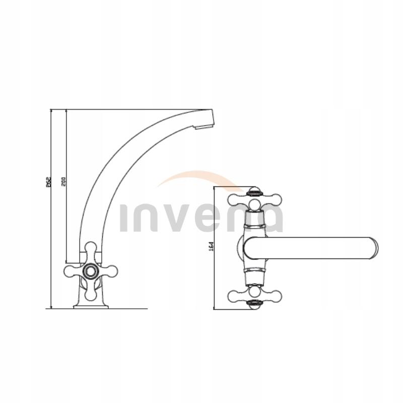 Bateria umywalkowo - zlewozmywakowa INVENA ROMA z wylewką typu LUX 48h