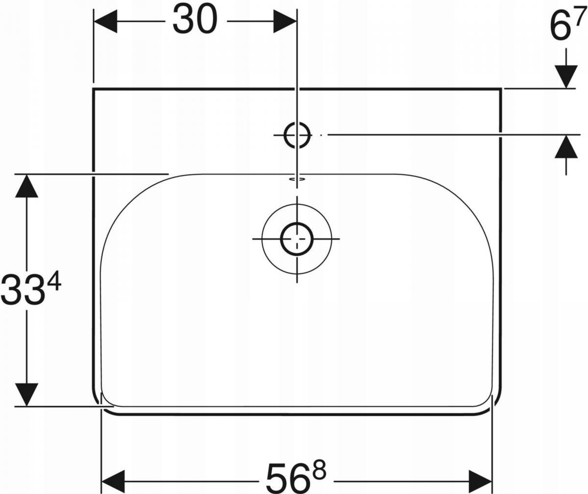 Umywalka Smyle Square B60 cm, H16.5 cm, T48 cm, z przelewem, z otworem na b