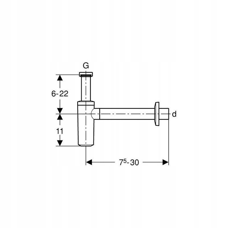GEBERIT Syfon umywalkowy R 1 1/4x40 mm, chrom błyszczący