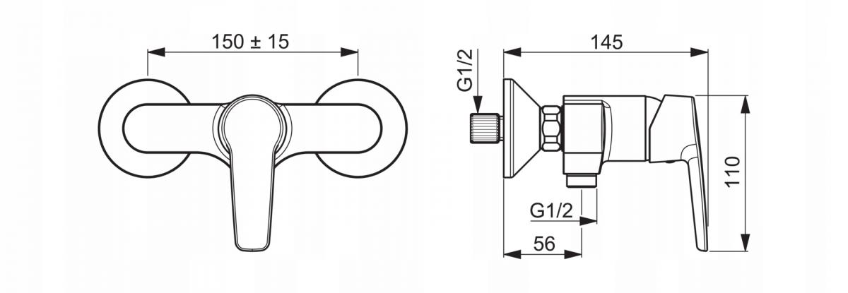 ORAS Bateria prysznicowa Saga z mimośrodami 150 cc i rozetami
