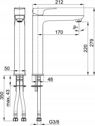 Bateria umywalkowa stojąca nablatowa ARMATURA KRAKÓW MOKAIT chrom