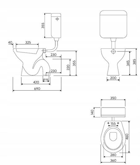 GEBERIT Miska stojąca WC Idol z odpływem pion 48h