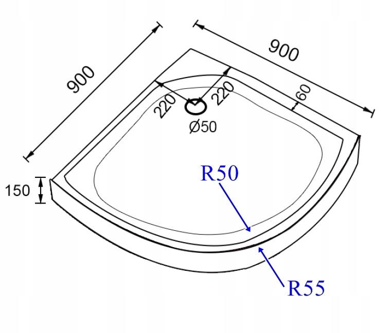 Brodzik kompozyt STONEX półokrągły ROCA TERRAN 900/10900/1028/10cm biały