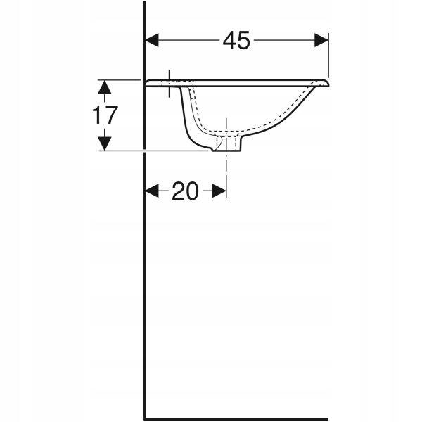 Umywalka Selnova Square wpuszczana w blat, B60 cm, H17 cm, T45 cm, z przele
