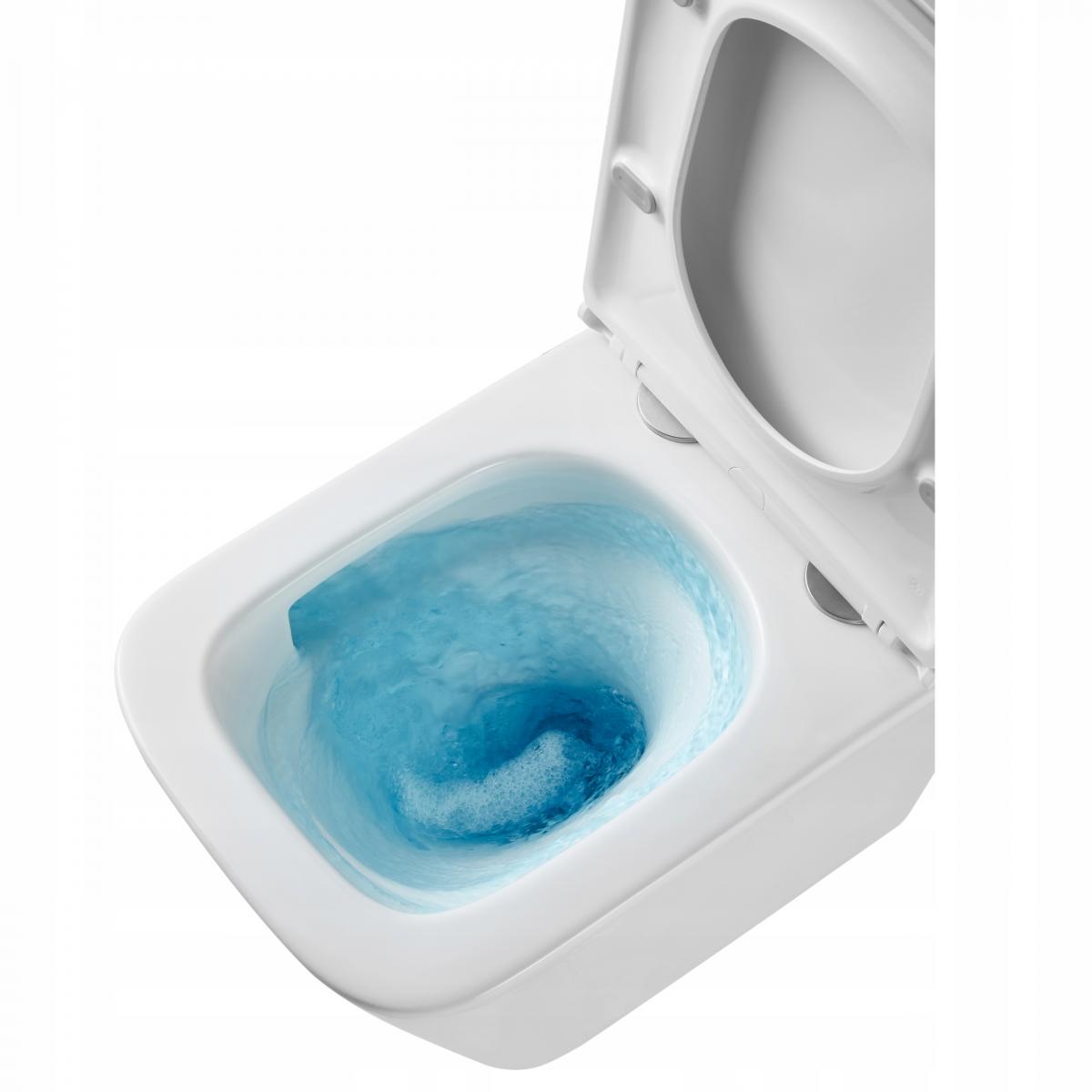 INVENA MISKA WC PODWIESZANA QFS, FLORINA KWADRATOWA, Z DESKĄ WOLNOOPADAJĄCĄ