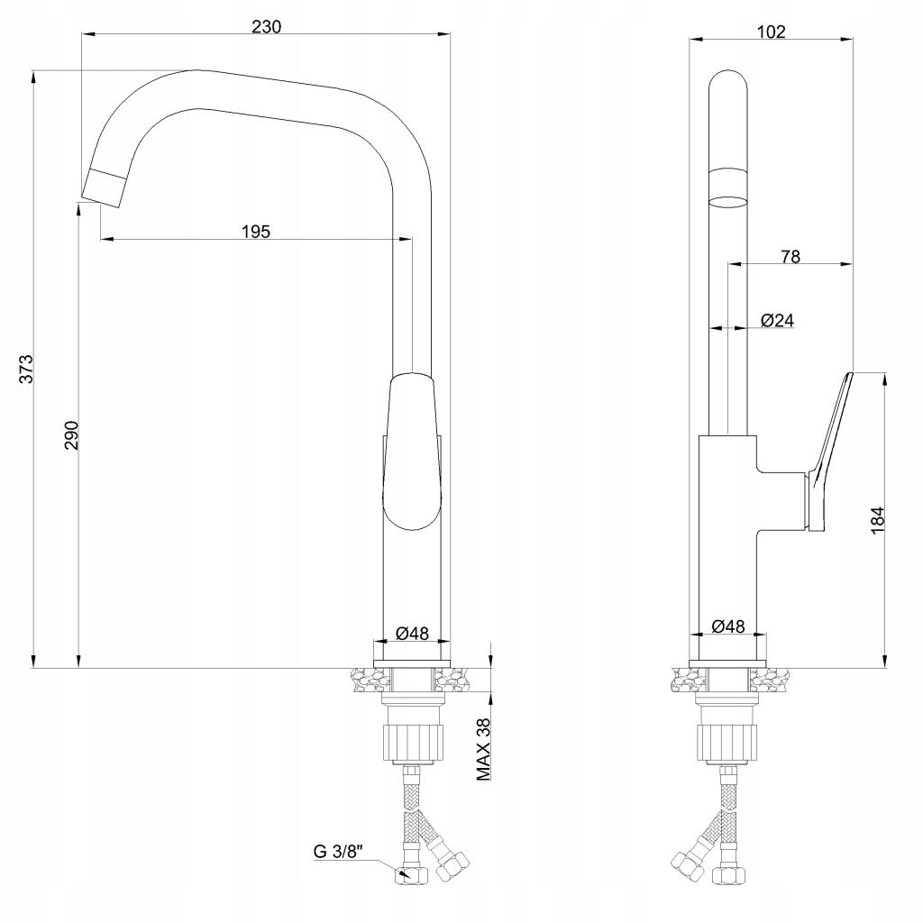 INVENA BATERIA ZLEWOZMYWAKOWA ALONIA INVENA TREND, ZŁOTO SZCZOTKOWANE