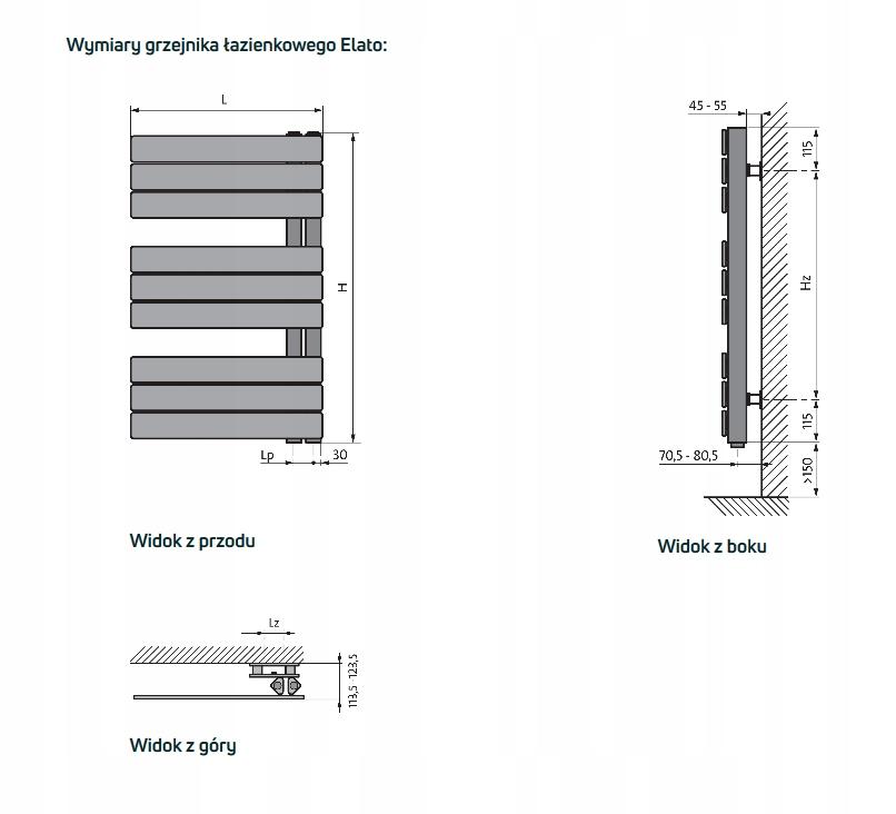 Grzejnik PURMO ELATO 1130x450 528W łazienkowy 48h