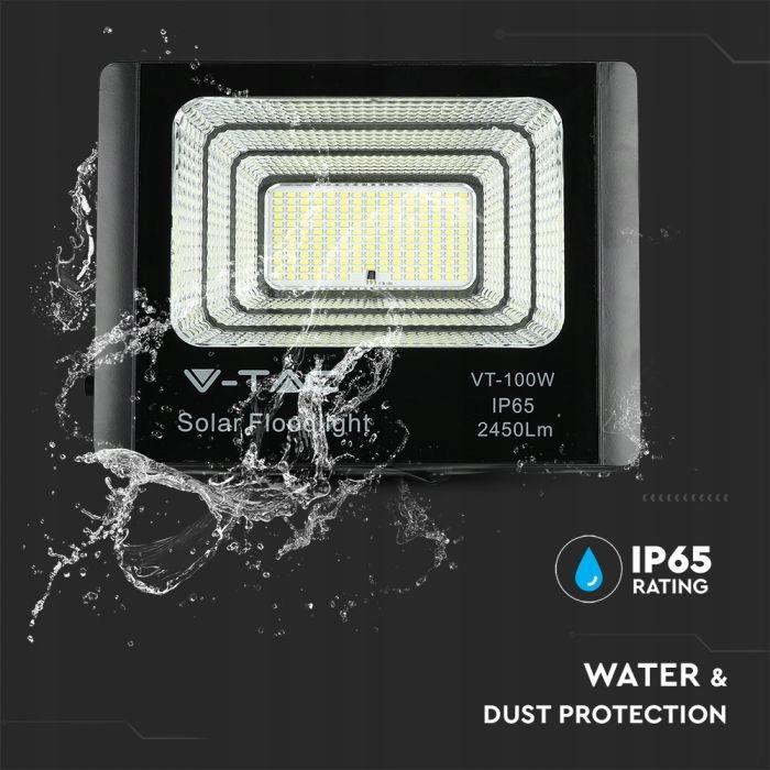 Projektor LED Solarny V-TAC 35W Czarny IP65, Pilot, Timer VT-100W 4000K 245