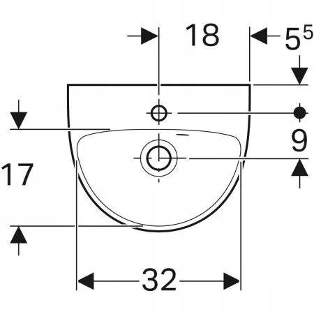 Umywalka kompaktowa Selnova B36 cm, H15 cm, T29 cm, z przelewem, z otworem