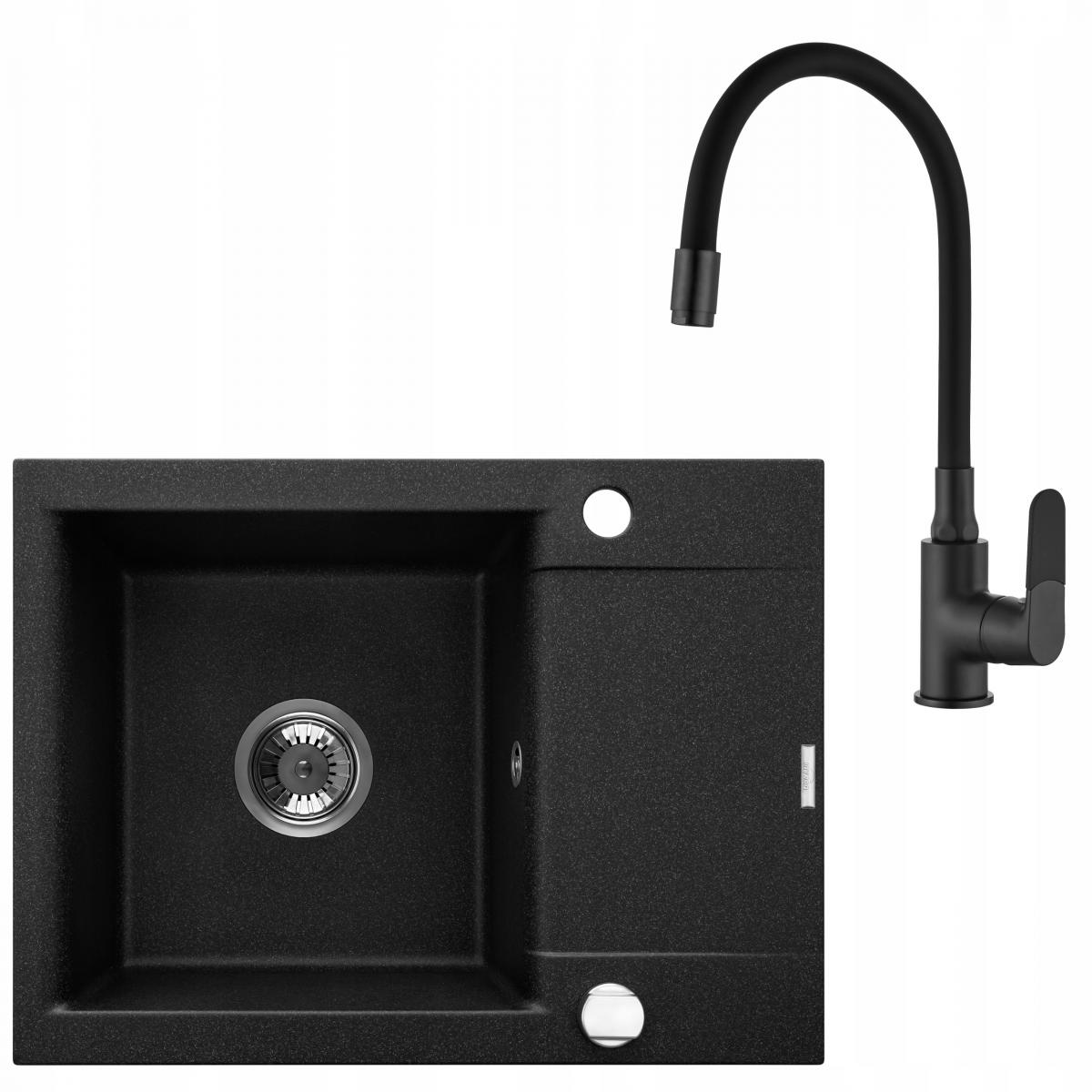ZLEWOZMYWAK GRANIT 1K TESALIA W ZES Z CZARNĄ BZ JOGA PLUS SYF CHR Z KRÓT OC