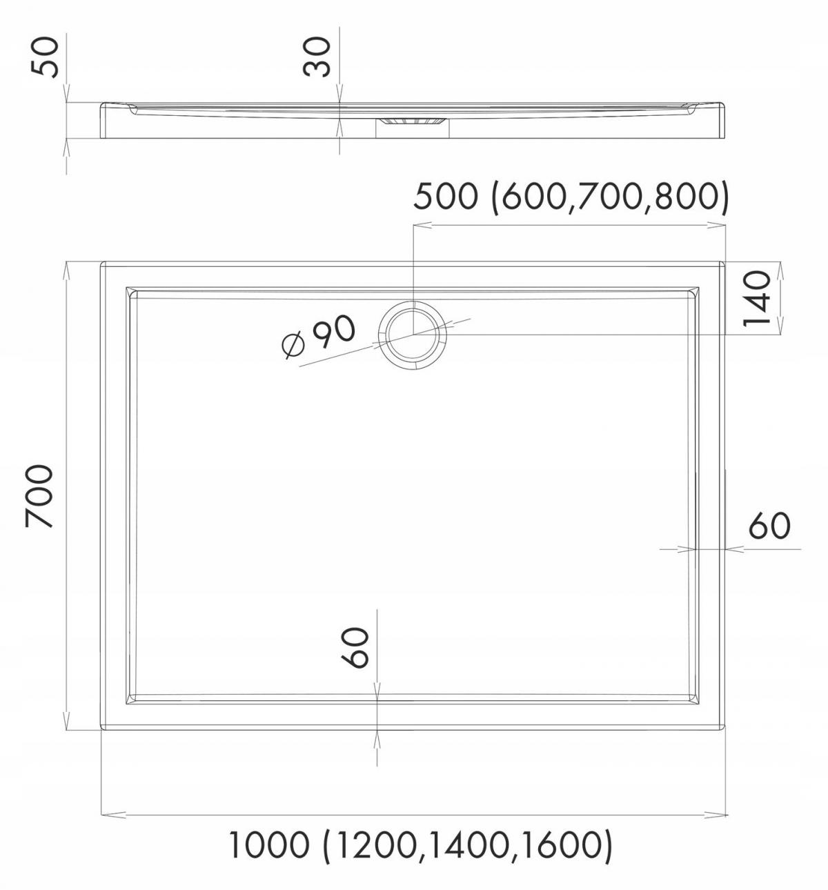 SCHEDPOL Brodzik kompozytowy Stabilsound Plus Etrusco 80x80x3 cm kwadratowy