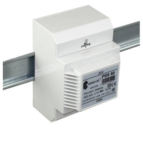 Transformator jednofazowy PSS 50 230/24V IP30 na szynę DIN TH-35 w obudowie