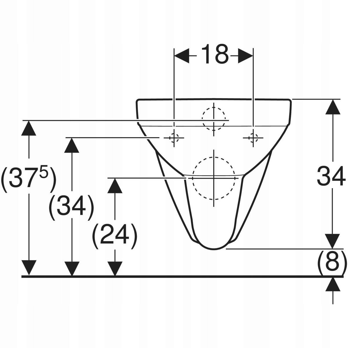 GEBERIT Miska wisząca WC Selnova Square lejowa, B35 cm, H34 cm, T53cm