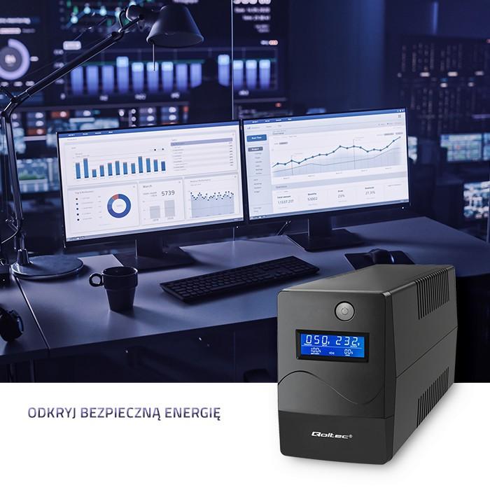 QOLTEC asilacz awaryjny UPS Monolith 850VA 480W LCD USB RJ45