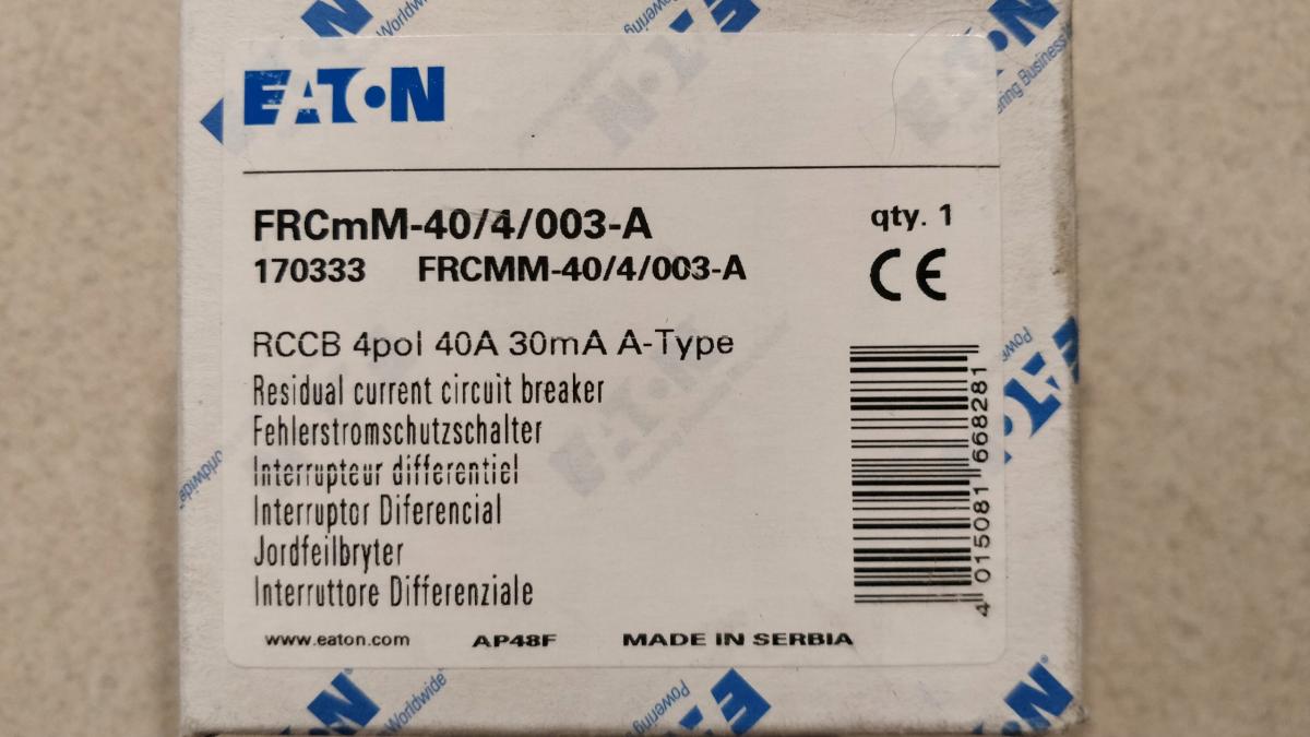 EATON Wyłącznik różnicowoprądowy typ A 4-biegunowy FRCmM-40/4/003-A