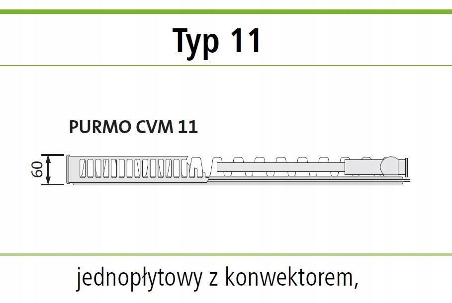 PURMO RAL 9005 CVM11 500x1000 VM 11 dolny środkowy CZARNY