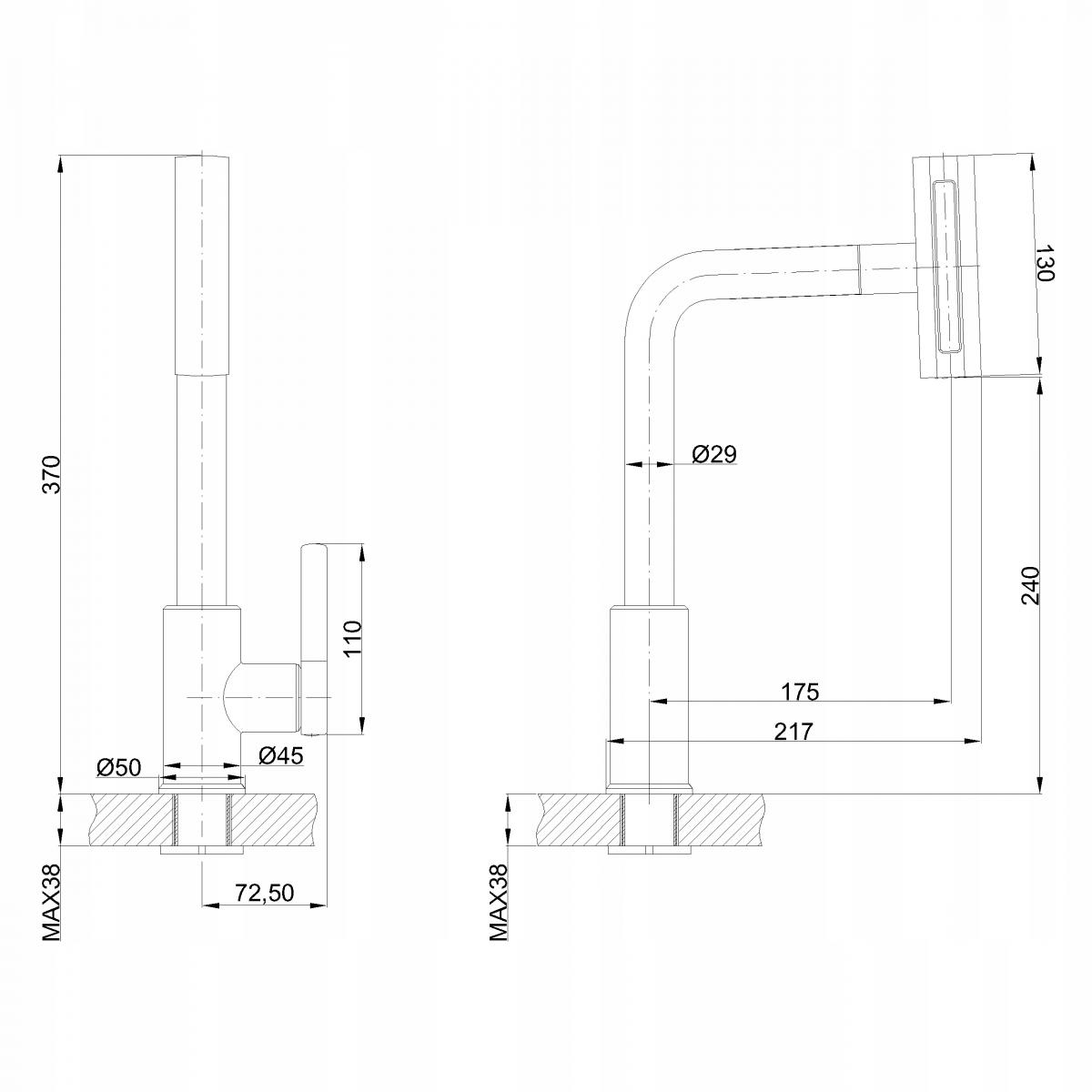 INVENA BATERIA ZLEWOZMYWAKOWA NELIA 4-FUNKCYJNA INVENA TREND, CHROM
