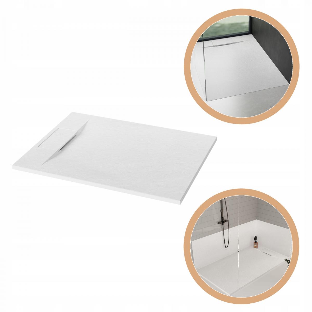 BRODZIK PRYSZNICOWY PROSTOKĄTNY ALVERO INVENA TREND, 80X90 CM BIAŁY