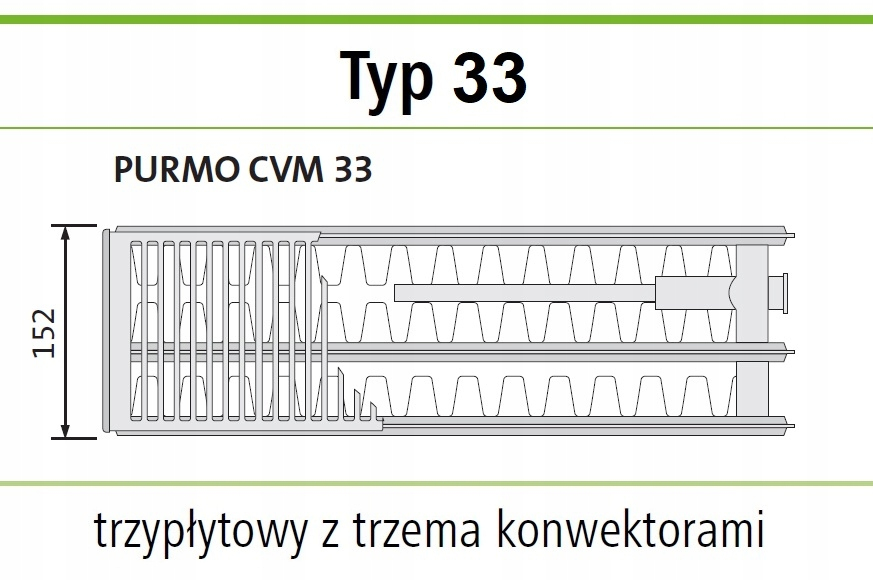 Grzejnik PURMO RAL 7016 VM 33 300x900 dolny ŚRODKOWY ANTRACYT