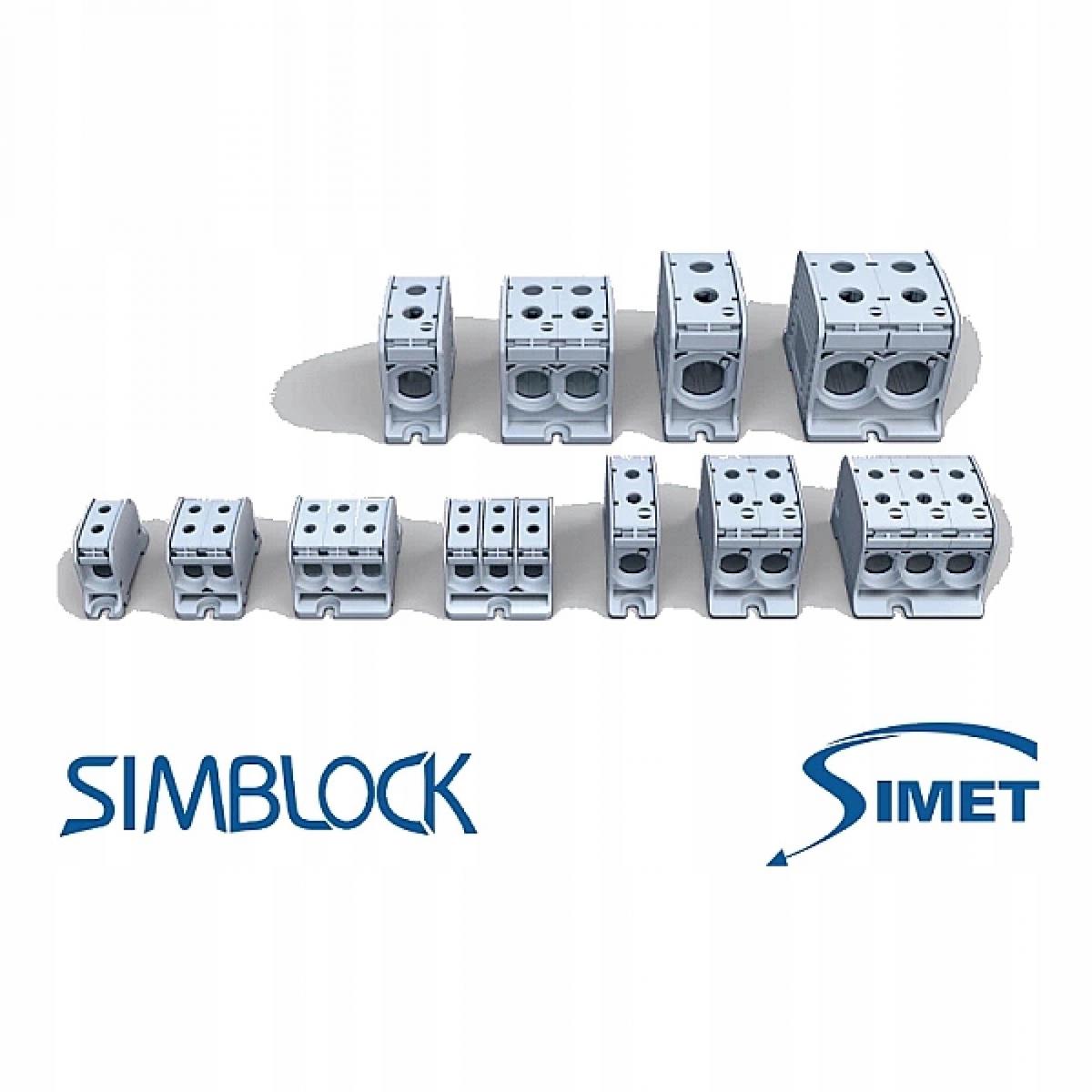 SIMET STB 50-3 Złączka szynowa gwintowa Al/Cu 87360 SIMBLOCK szary