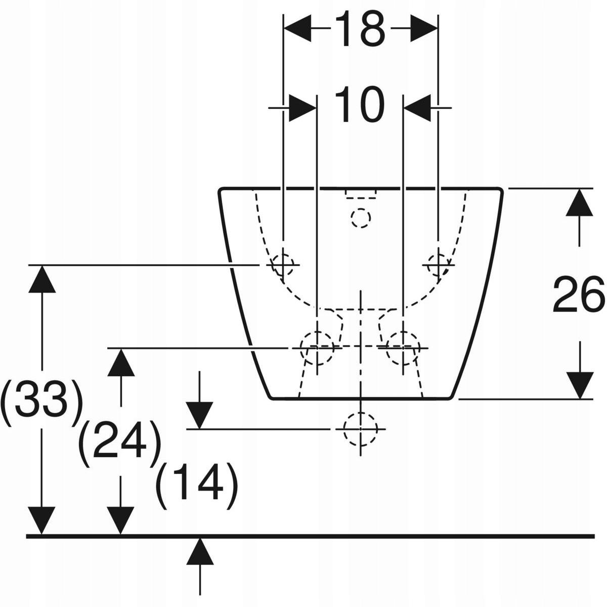 Bidet wiszący Smyle Square B35 cm, H26 cm, T54 cm, z przelewem, z otworem n
