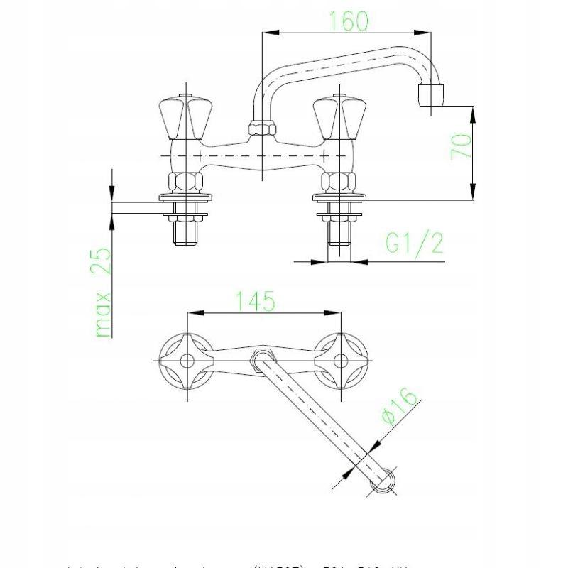 Bateria umywalkowa stojąca VEDO ALETTA NERO 1-uchwyt. 1-otw. czarna mat