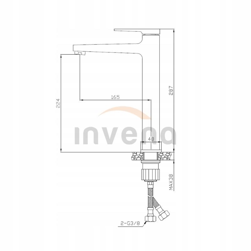 INVENA DESZCZOWNIA Z BATERIĄ NATRYSKOWĄ MIDNIGHT BLACK/GOLD ROSE