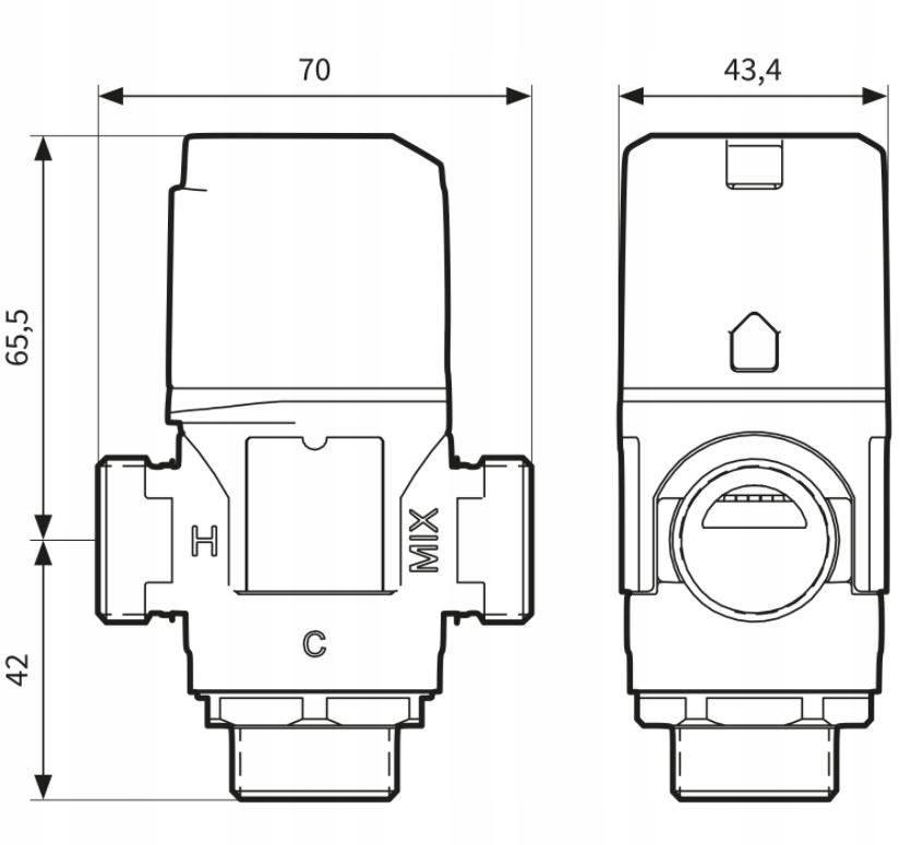 Zawór mieszający termostatyczny ATM 333 DN 20 3/4 GW 10 bar Kvs 1.6 35-60°C