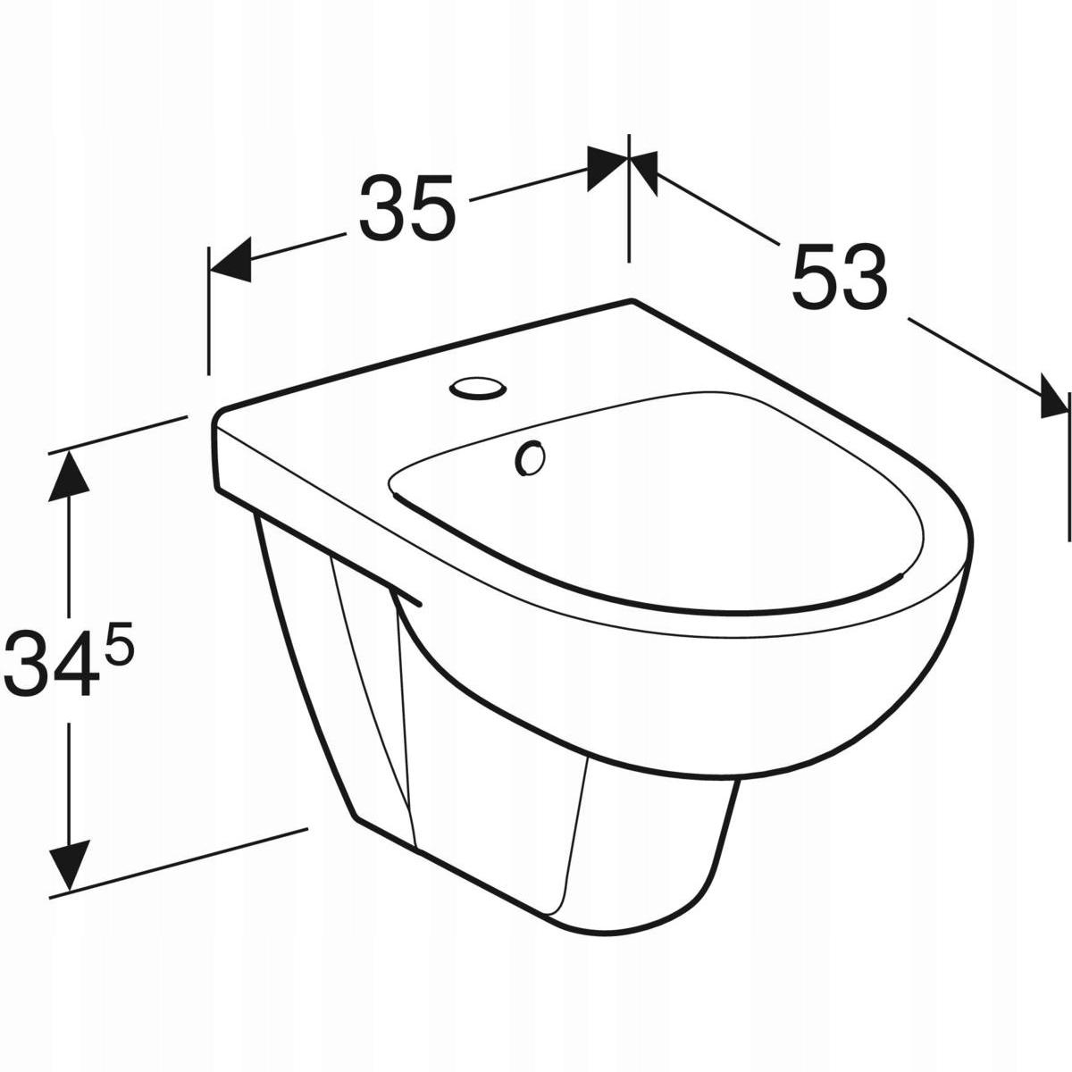 Bidet wiszący Selnova B35 cm, H34.5 cm, T53 cm, z przelewem, z otworem na b