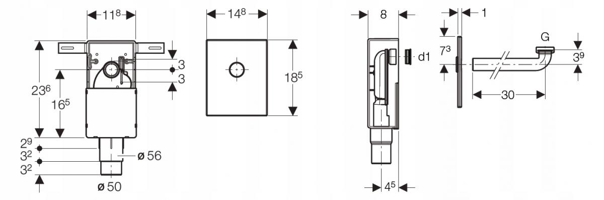 GEBERIT Zestaw odpływowy umywalkowy, ścienny, chrom błyszczący