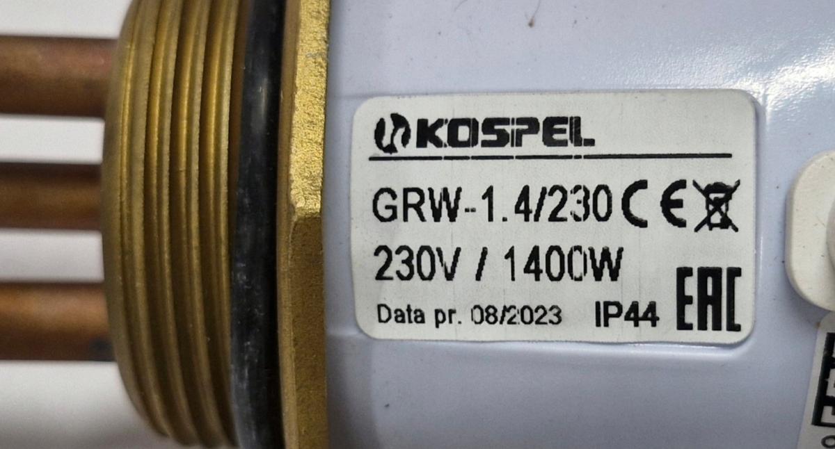 Grzałka elektryczna typ 50 1.4 kW 230 V 1 1/2 z termost KOSPEL GRW-1.4 kW