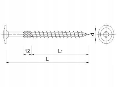 CS Wkręt konstrukcyjny do drewna 8,0x380mm łeb podkładkowy, TX [OP 25]