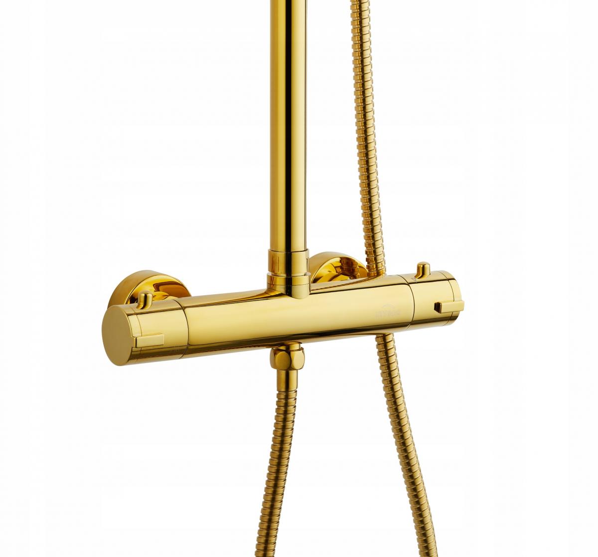 INVENA DESZCZOWNIA Z BATERIĄ TERMOSTATYCZNĄ GOLD INVENA TREND ZŁOTA