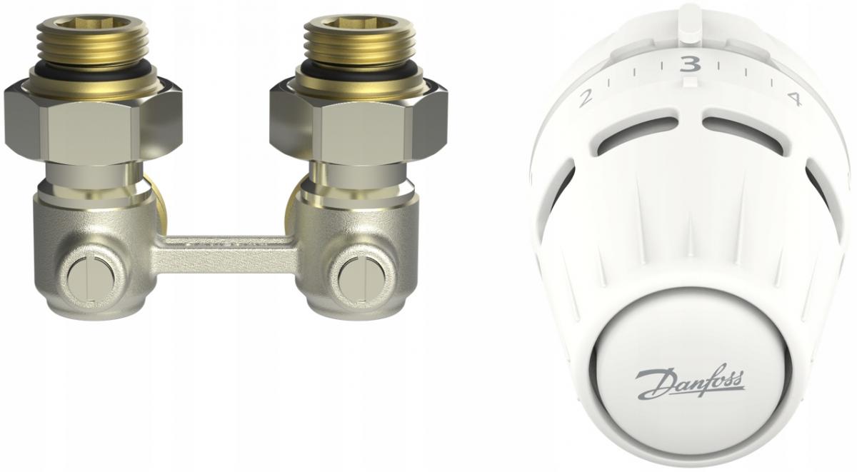 Zestaw termostatyczny Danfoss z głowicą Regus M30x1.5 + RLV-KB 1/2 kątowy