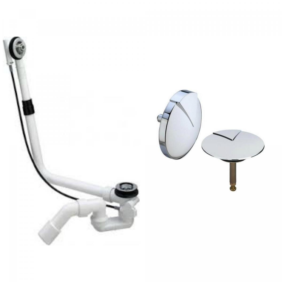 Syfon wannowy SIMPLEX z pokrętłem i korkiem chrom (495121) (S)