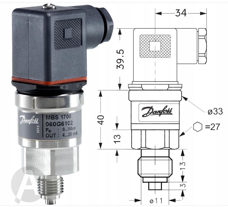 DANFOSS Przetwornik ciśnienia MBS 1700 0-16 bar G1/4