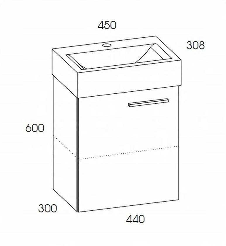 Zestaw: Szafka ELITA TINY+ umywalkaceramiczna 45 /WHITE