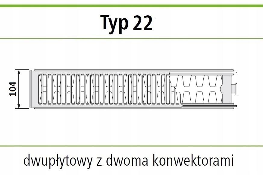 Grzejnik stalowy INVENA C22 550x400 C Boczny 48h