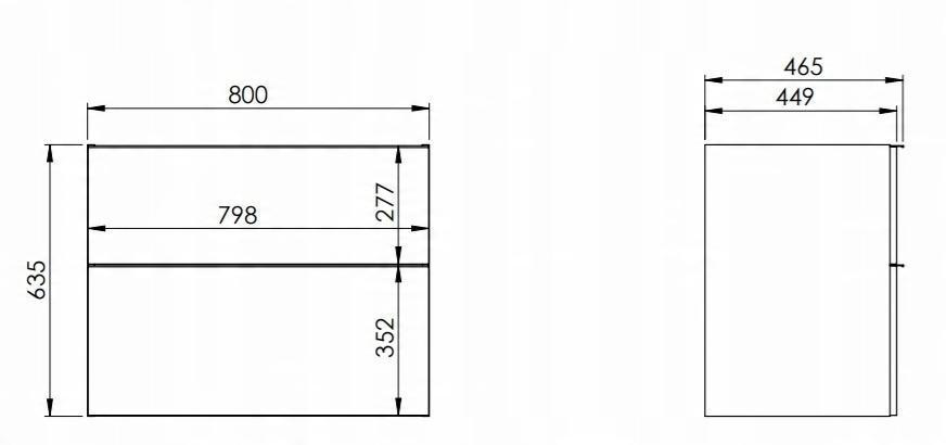 Szafka podumyw. LOOK 80x45cm Wisząca 2S Anthracite ELITA