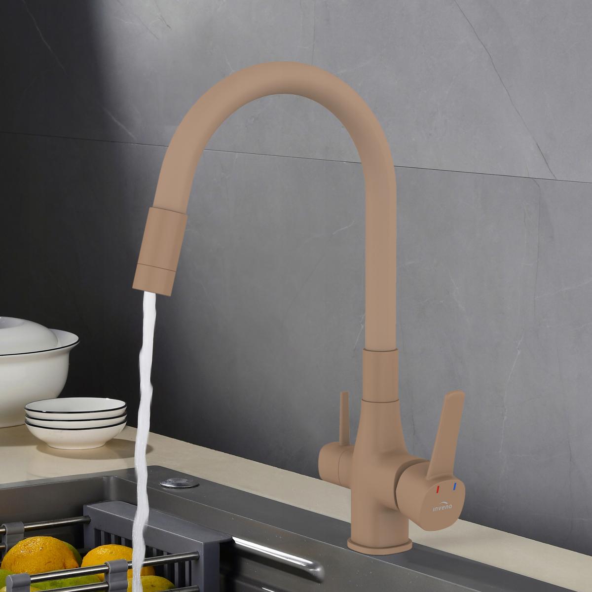 INVENA BATERIA ZLEWOZMYWAKOWA Z FILTREM GLAMOUR INVENA TREND, BEŻOWA